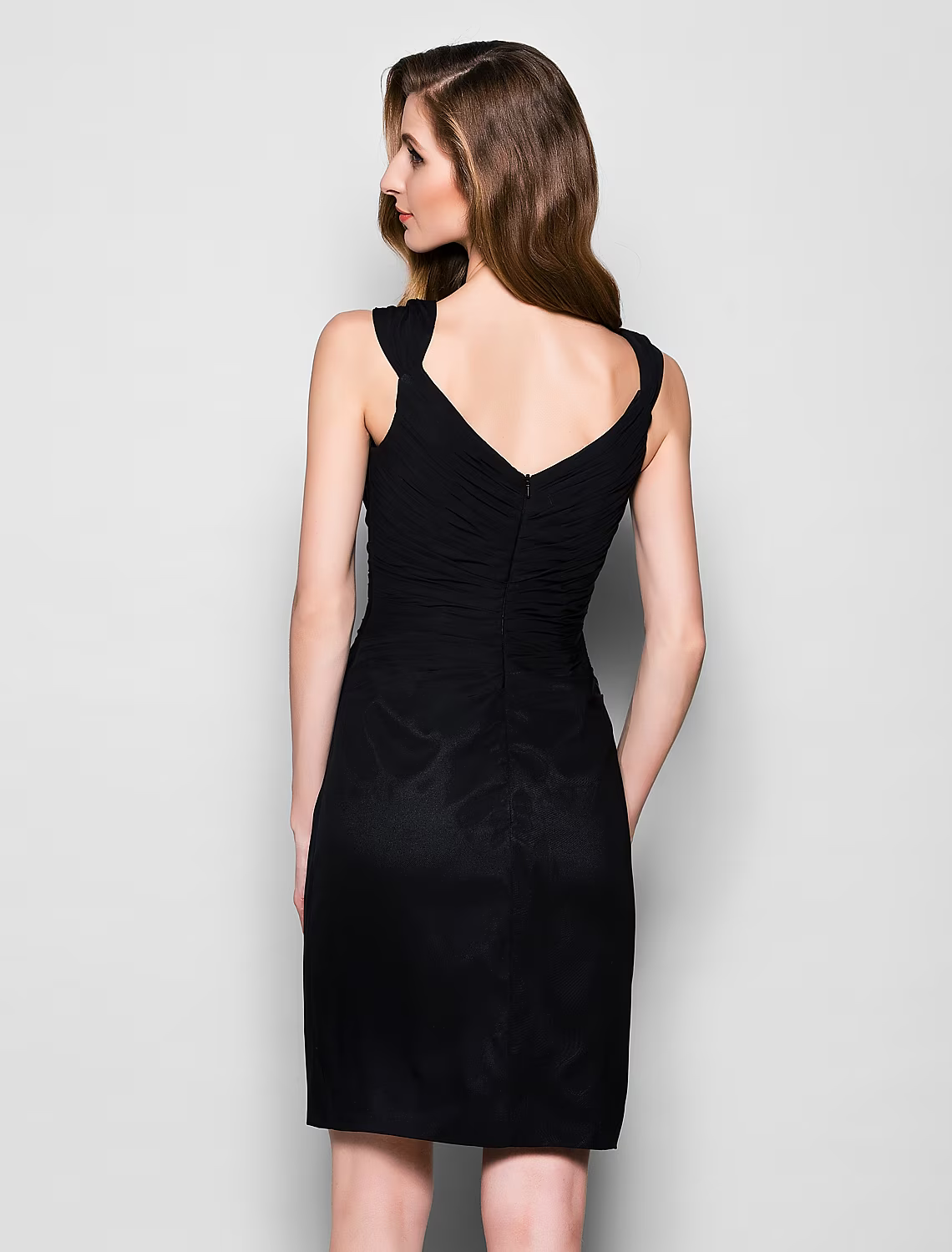 Mother of the Bride Dress Straps Knee Length Sleeveless with Crystals