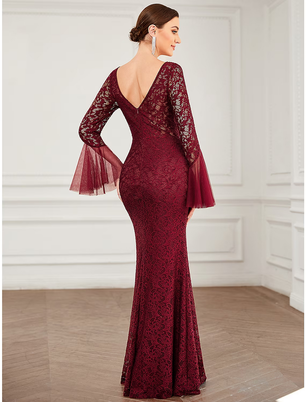Mother of the Bride Dress Elegant Sexy Floor Length Long Sleeve
