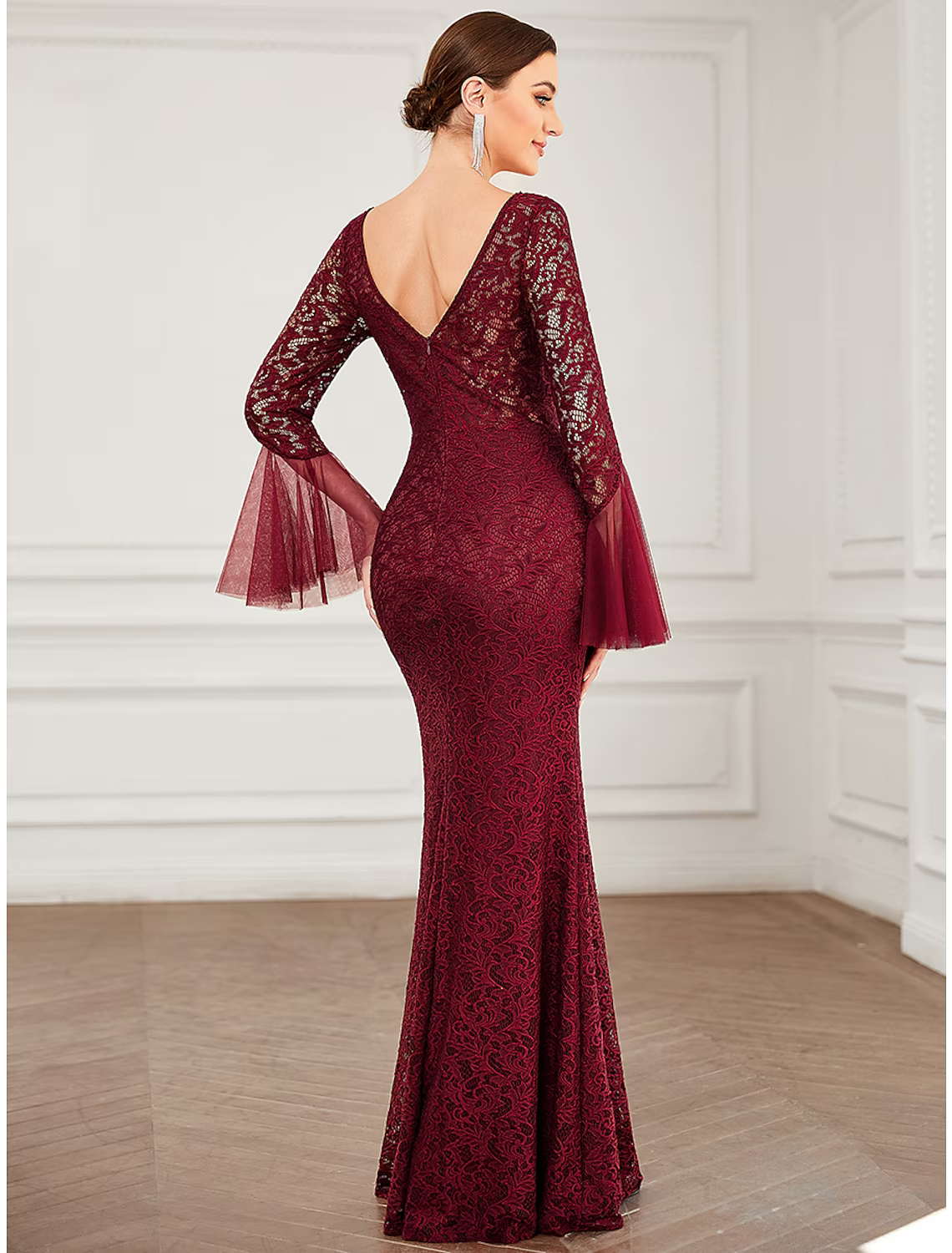 Mother of the Bride Dress Elegant Sexy Floor Length Long Sleeve