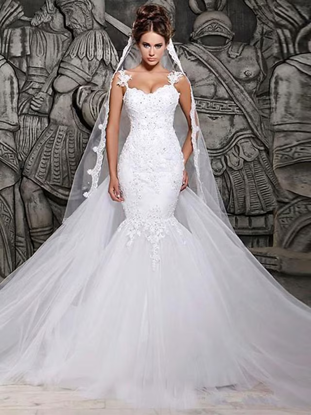 Engagement Open Back Formal Wedding Dresses Court Train Strap Strapless