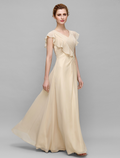 Mother of the Bride Dress Plus Size Elegant V Neck Floor Length Sleeveless with Criss Cross Appliques