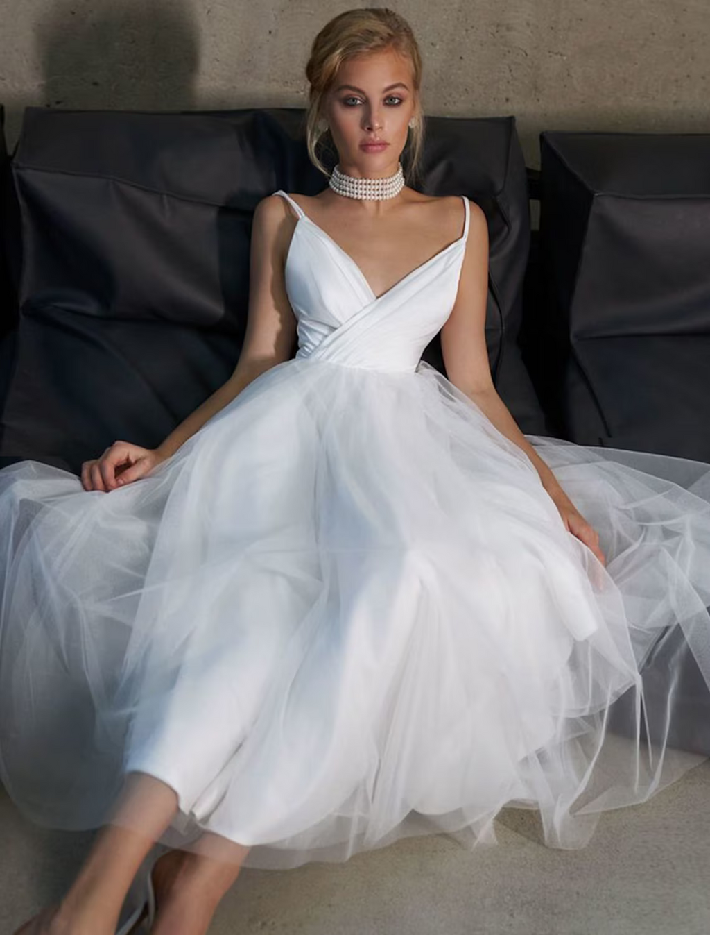 White Bridal Shower Little Dresses Casual Wedding Dresses Ankle Length A-Line Sleeveless Strap