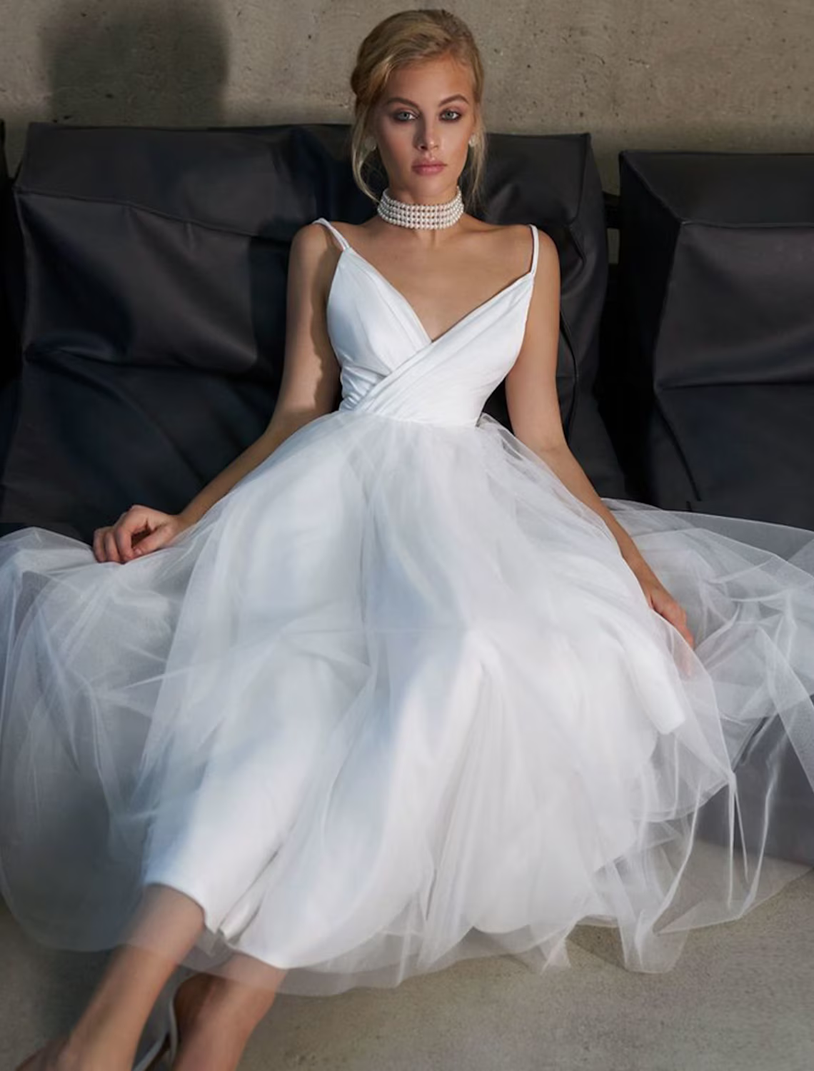 White Bridal Shower Little Dresses Casual Wedding Dresses Ankle Length A-Line Sleeveless Strap
