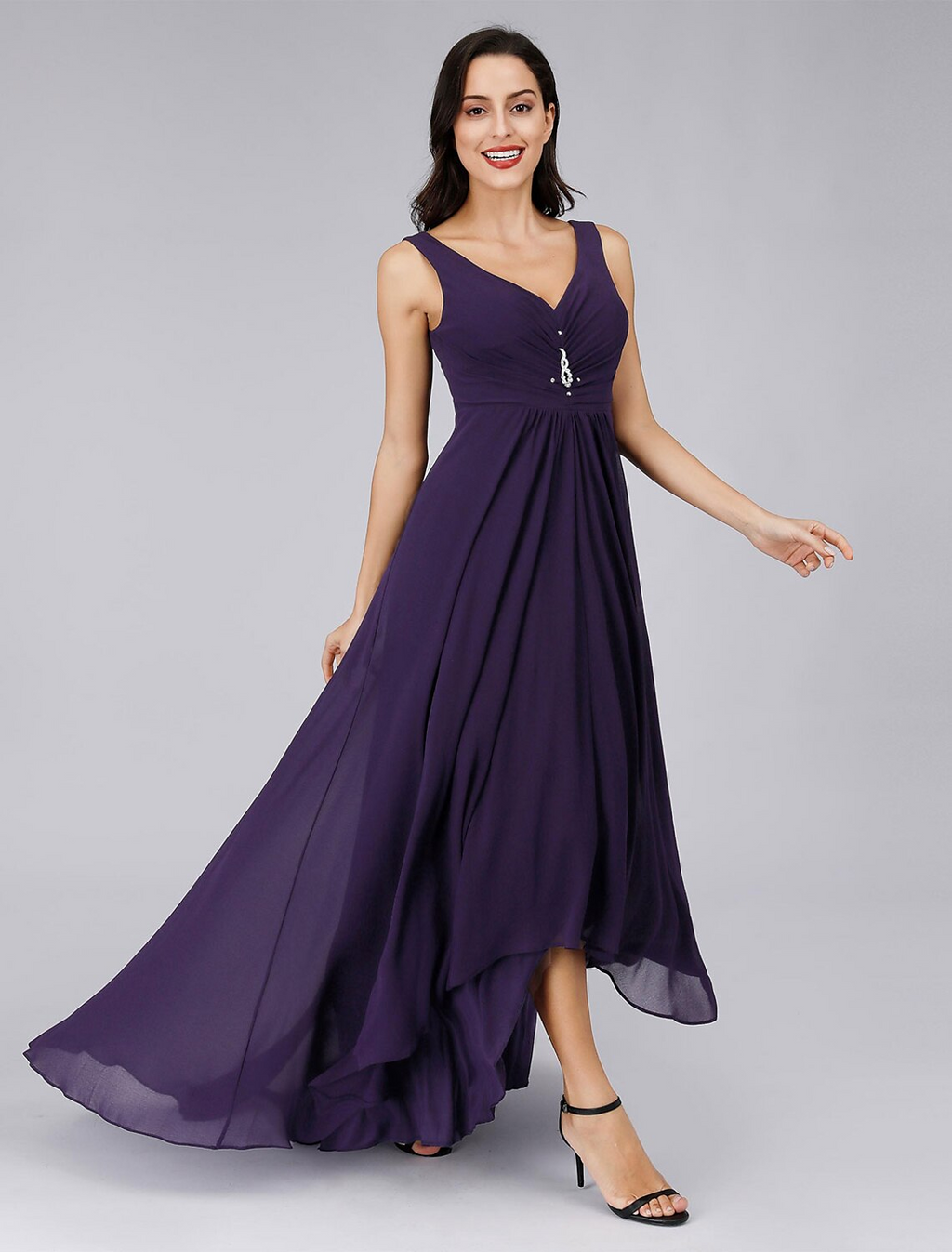Cocktail Dresses Dress Holiday Asymmetrical Sleeveless V Neck V Back with Crystals Draping