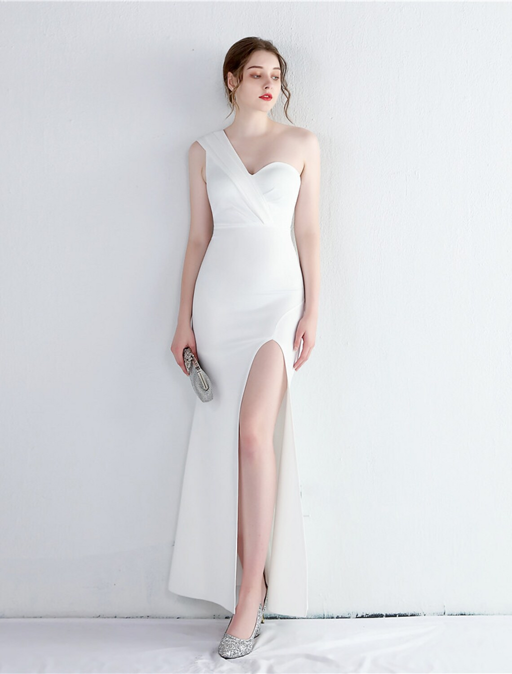 Formal Floor Length Sleeveless One Shoulder with Slit