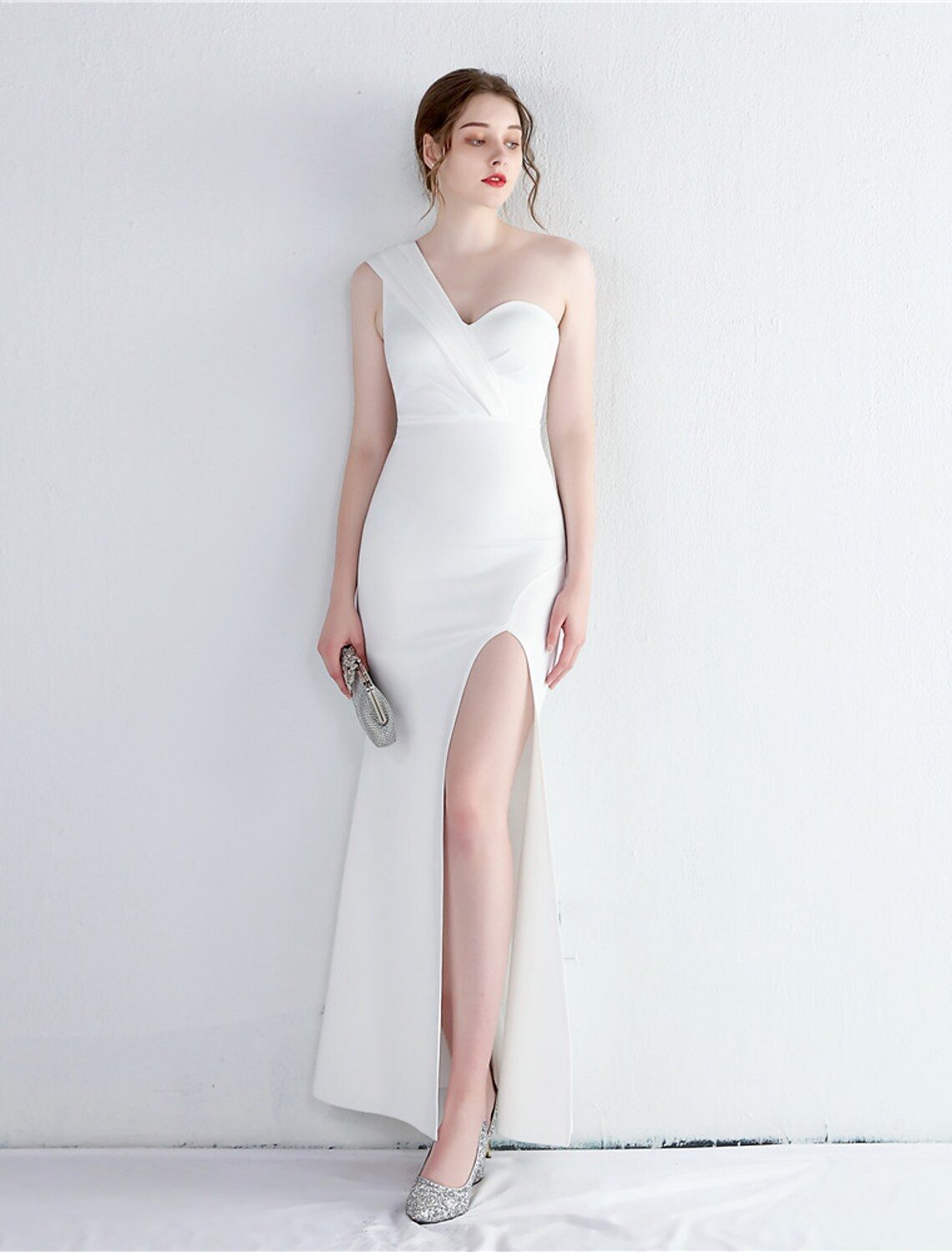 Formal Floor Length Sleeveless One Shoulder with Slit