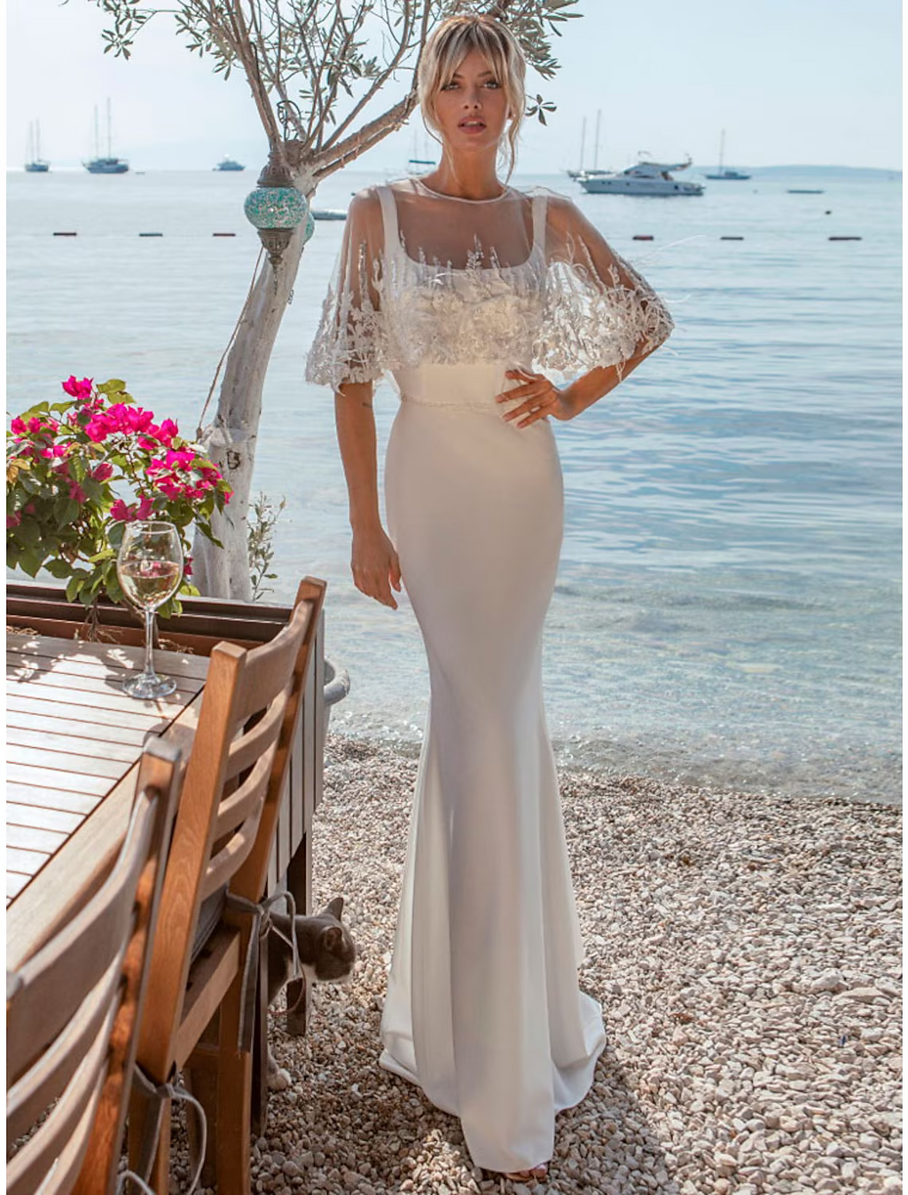 Beach Open Back Casual Wedding Dresses Sleeveless Square With Buttons Beading
