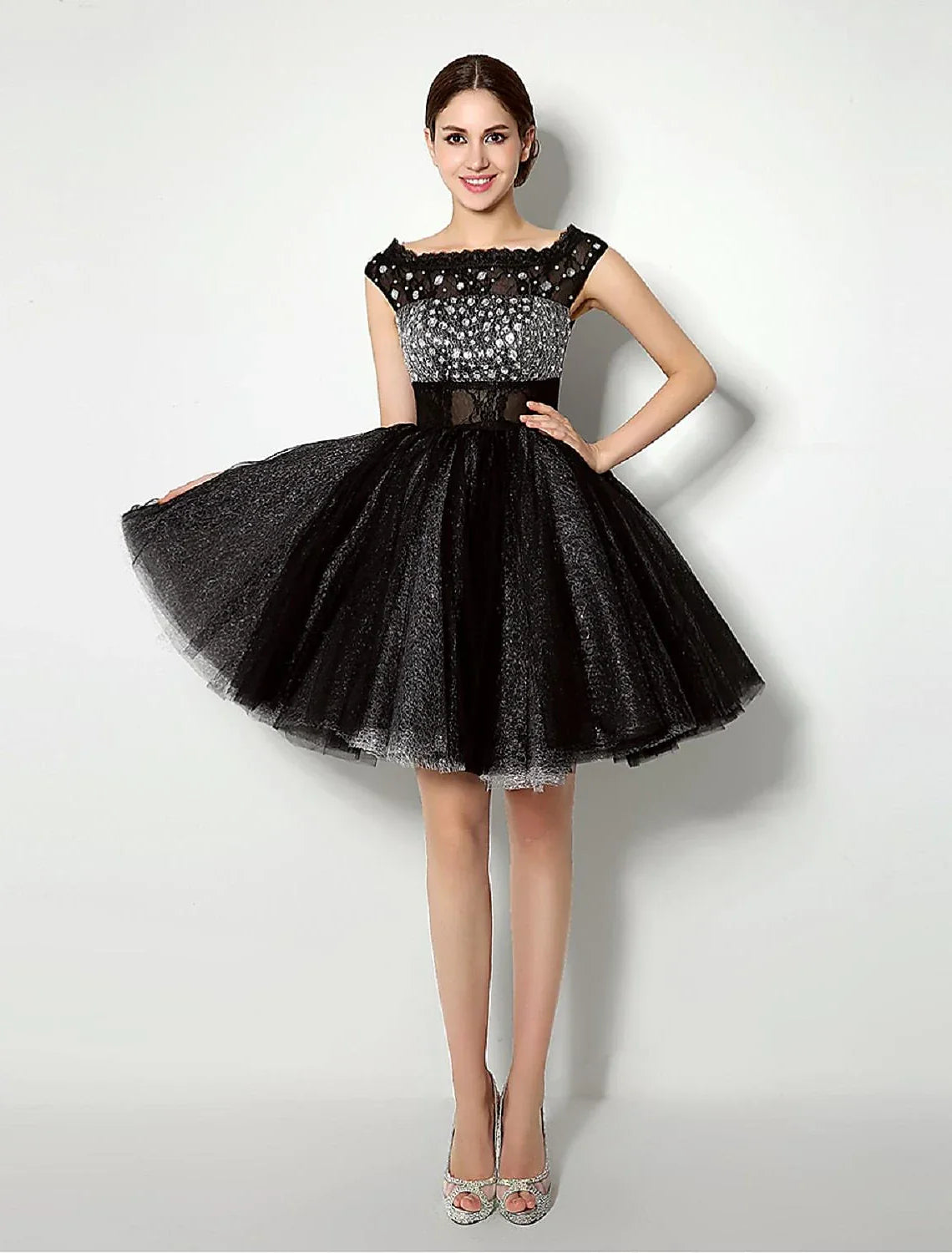 Black Little Dress Dress Party Short Mini Sleeveless Sash Pleats