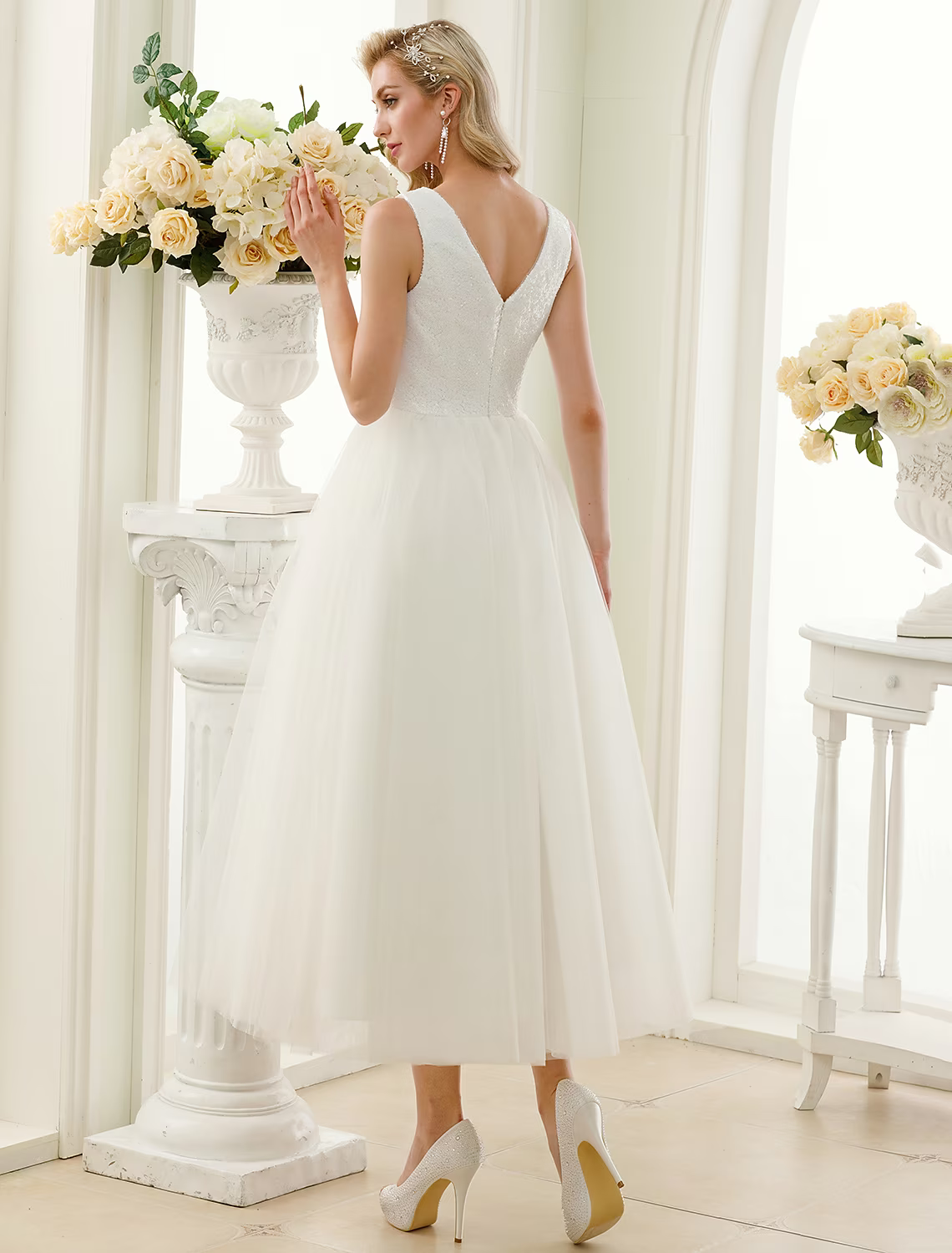 White Little Dresses Wedding Dresses Length A-Line Regular Straps Neck