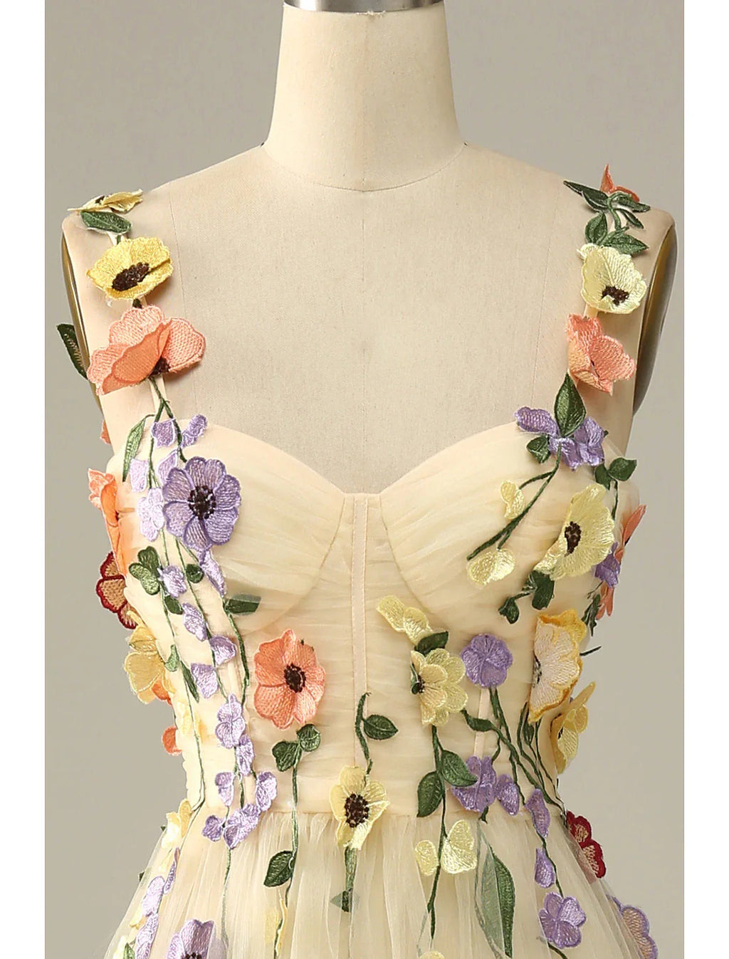 Wedding Guest Dresses Floral Dress Holiday Floor Length Sleeveless Spaghetti Strap with Appliques