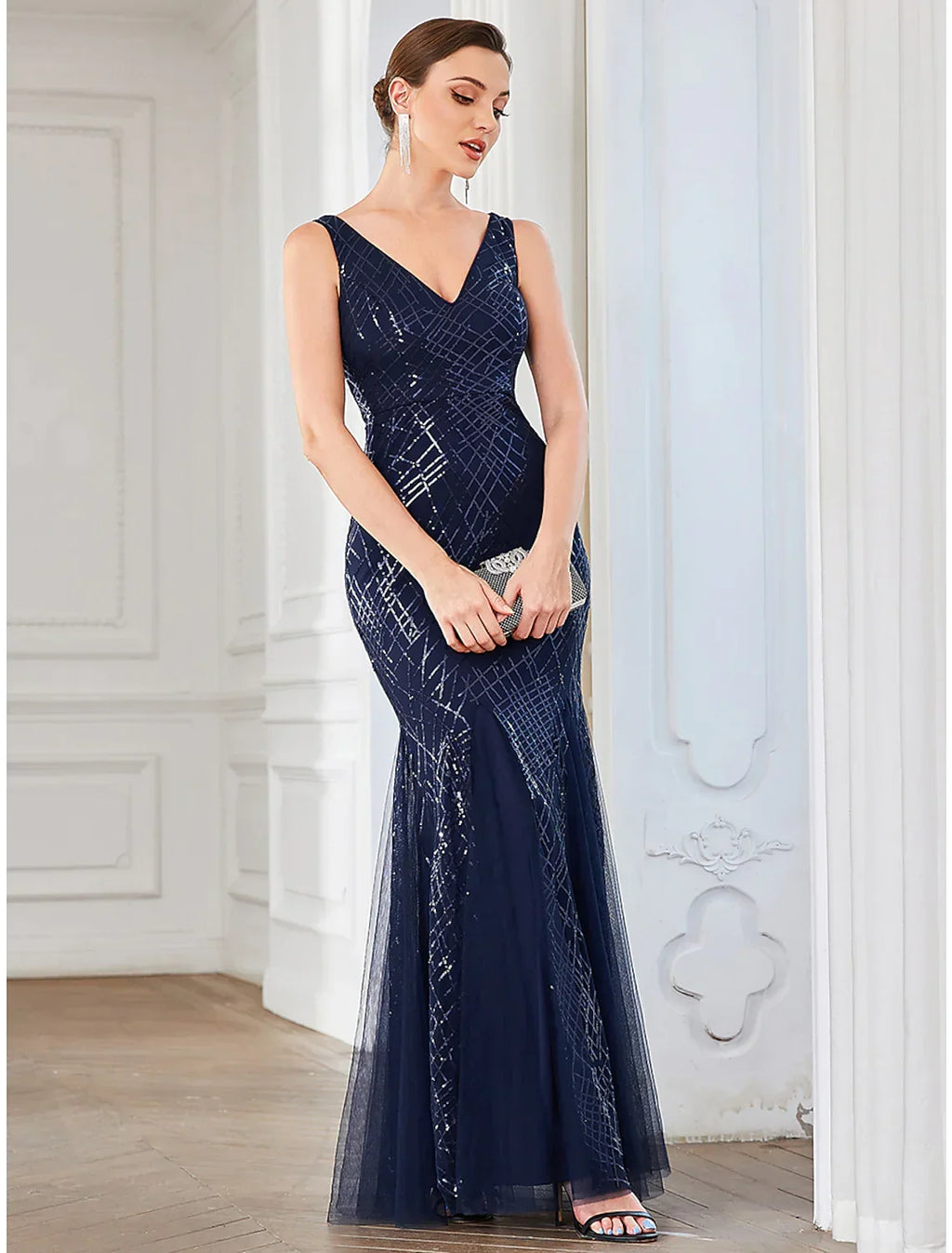 Party Dresses Elegant Dress Wedding Guest Floor Length Sleeveless V Neck