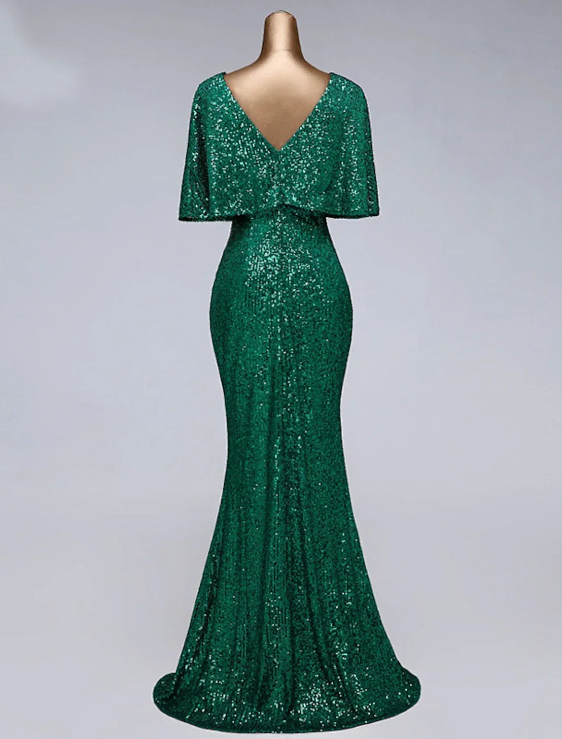 Mermaid / Trumpet Prom Dresses Sparkle Dress Wedding Guest Floor Length Half Sleeve Illusion Neck with Ruffles