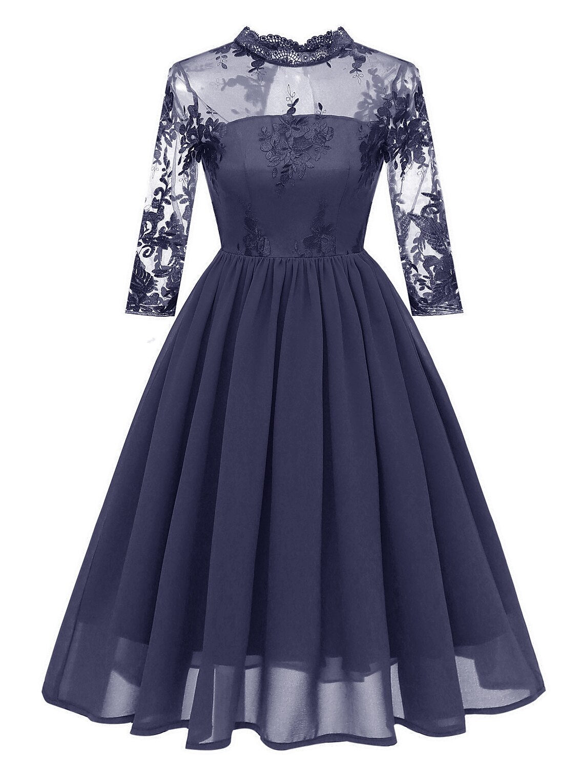 Cocktail Dresses Vintage Dress Graduation Party Wear Knee Length Sleeveless Jewel Neck with Insert Embroidery Appliques