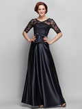 Mother of the Bride Dress V Neck Floor Length Half Sleeve with Bow(s) Beading