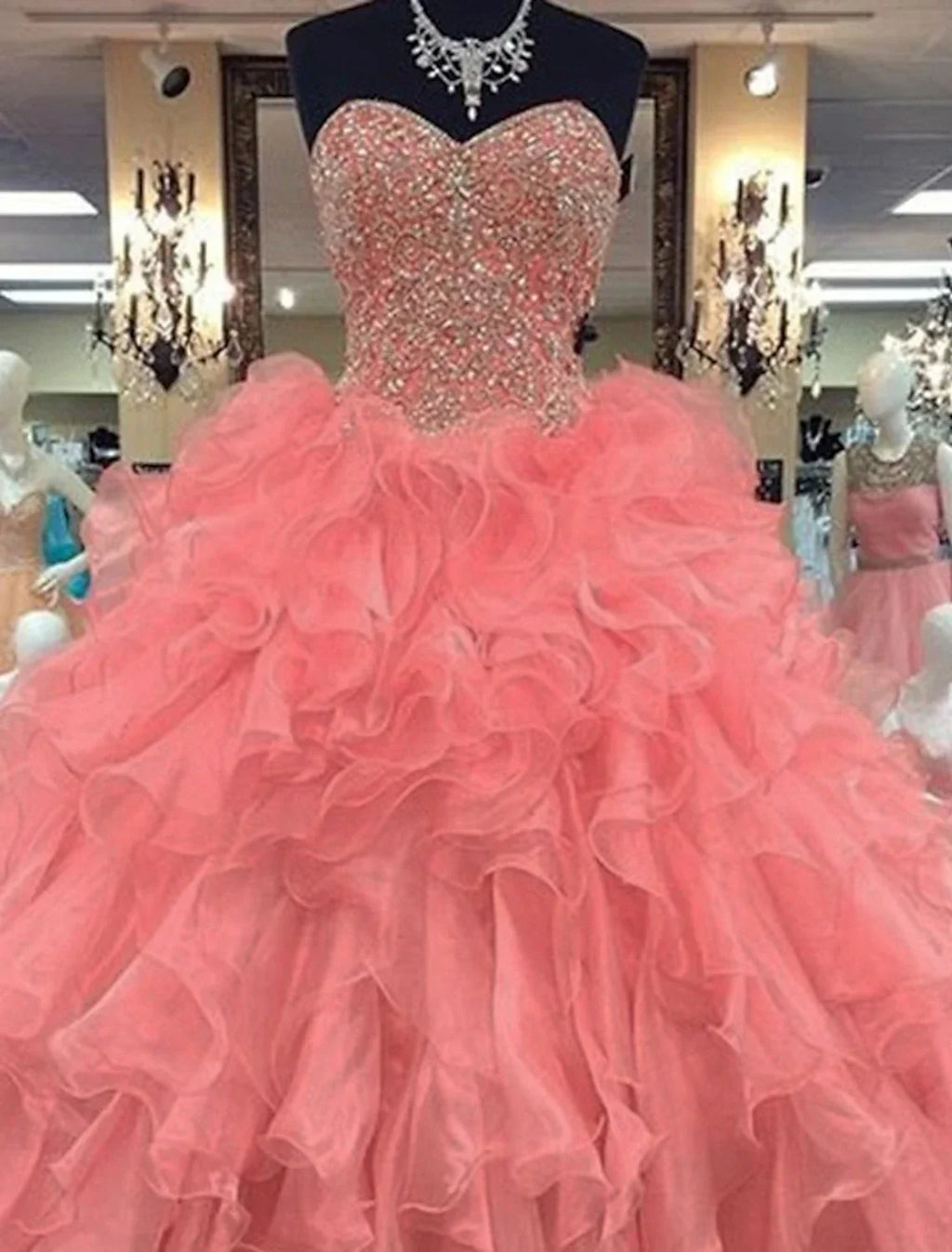 Ball Gown Quinceanera Dresses Sparkle & Shine Dress Wedding Prom Floor Length Sleeveless Strapless