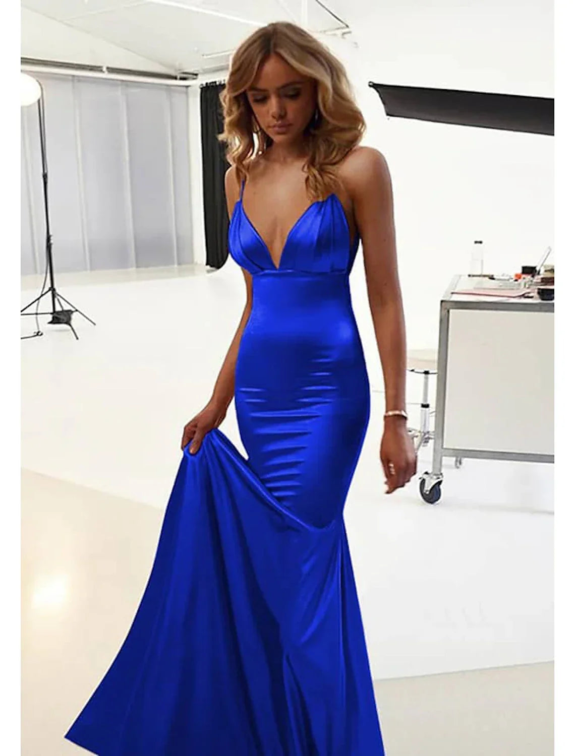 Mermaid / Trumpet Wedding Guest Dresses Sexy Dress Prom Floor Length Sleeveless Spaghetti Strap Backless with Ruched