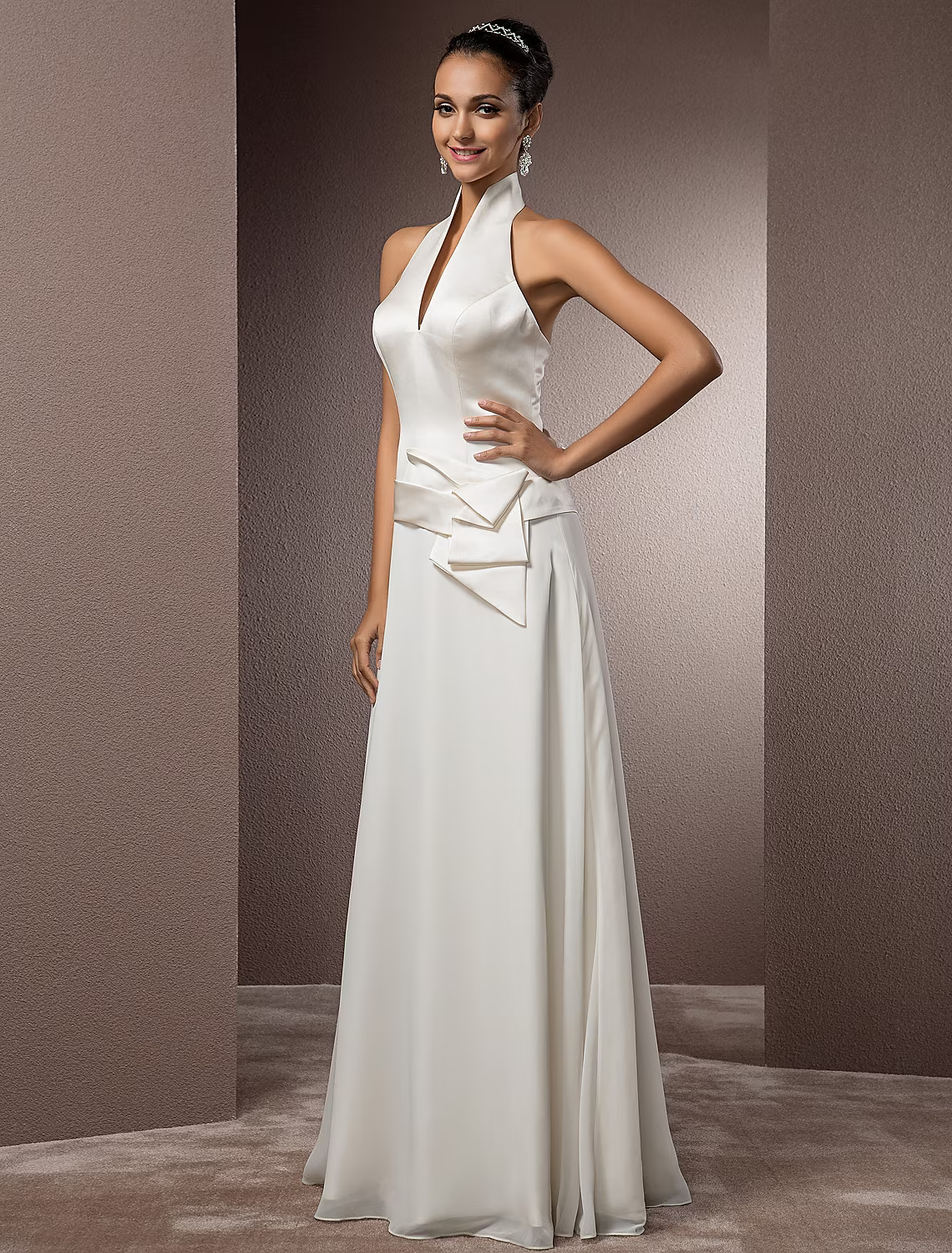 Wedding Dresses Floor Length Regular Straps With Sash Ribbon