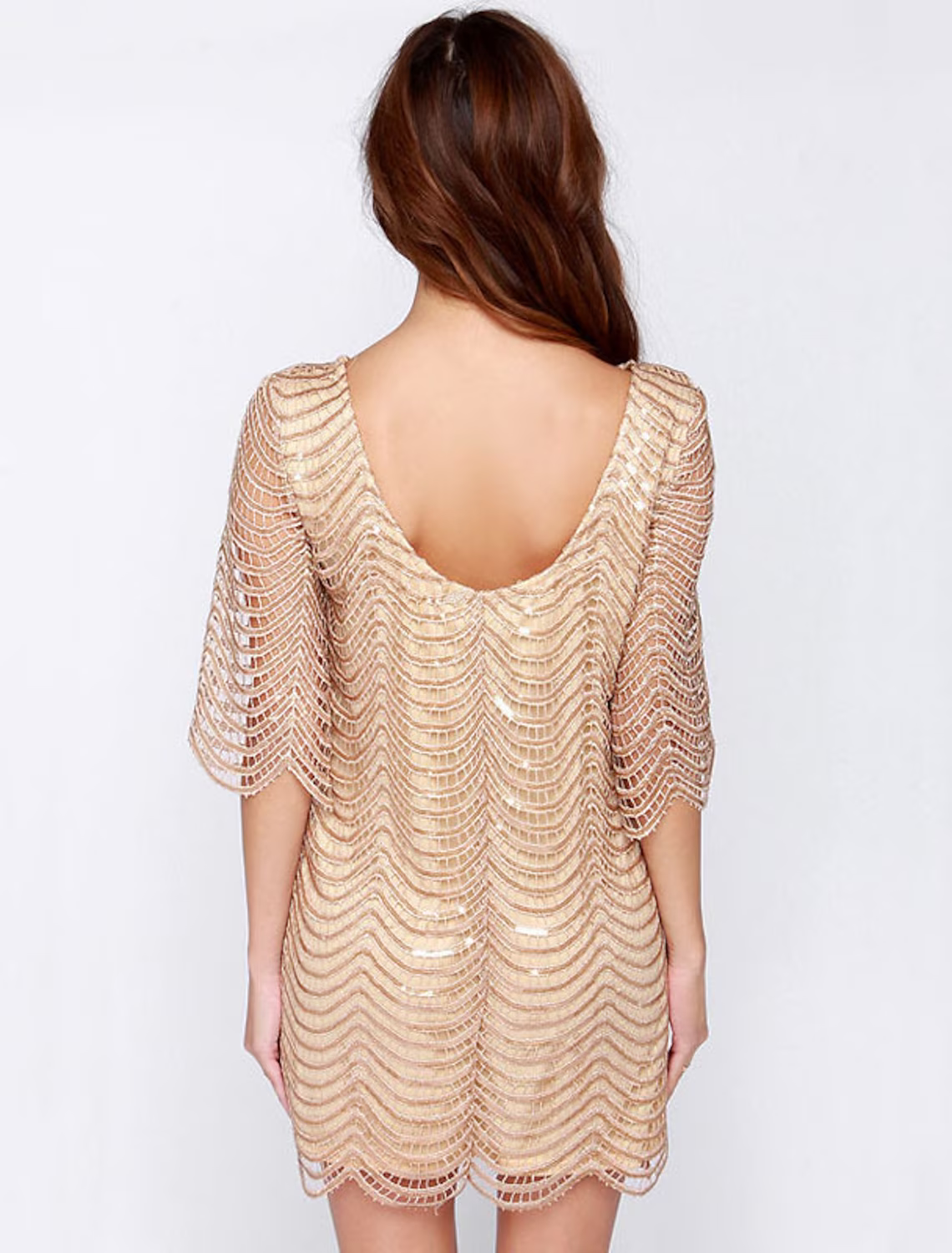 Party Dresses Cut Out Dress Valentine's Day Short Mini Half Sleeve Jewel Neck Nylon Ladder Back