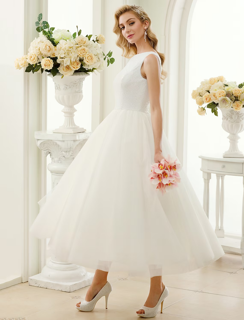 White Little Dresses Wedding Dresses Length A-Line Regular Straps Neck