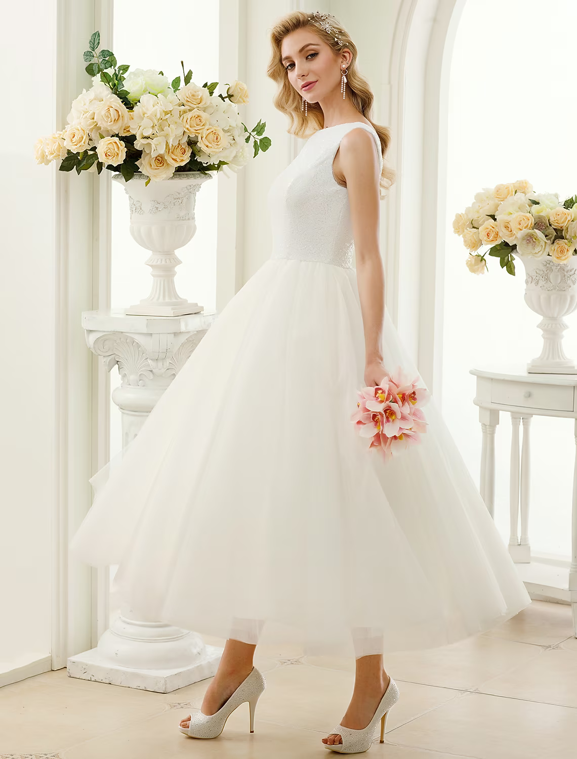 White Little Dresses Wedding Dresses Length A-Line Regular Straps Neck