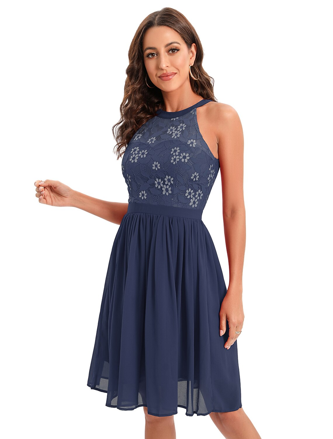 Cocktail Dresses Vintage Dress Party Wear Knee Length Sleeveless Jewel Neck Blend with Insert Pattern Print Splicing