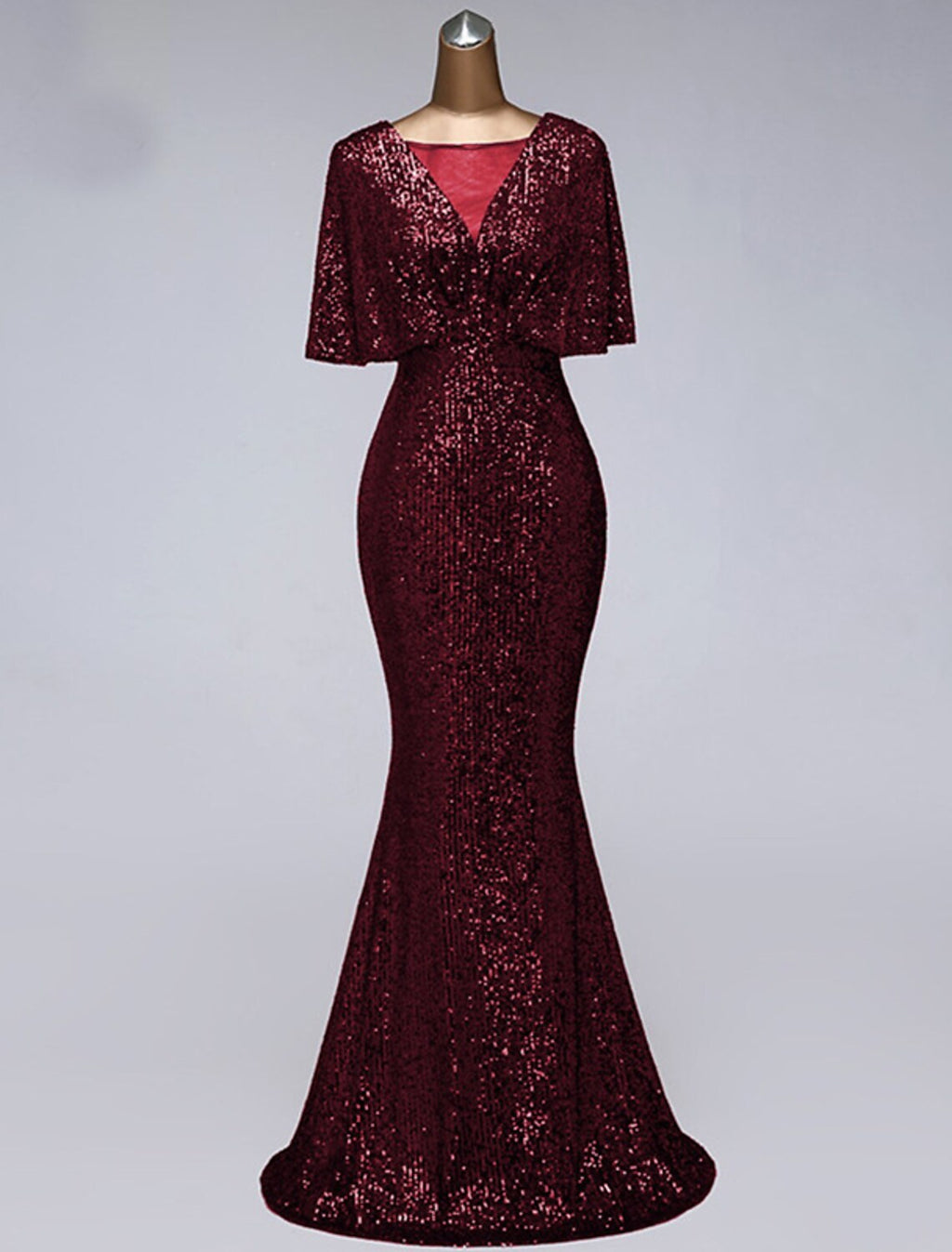Sparkle Dress Wedding Guest Floor Length Half Sleeve with Ruffles