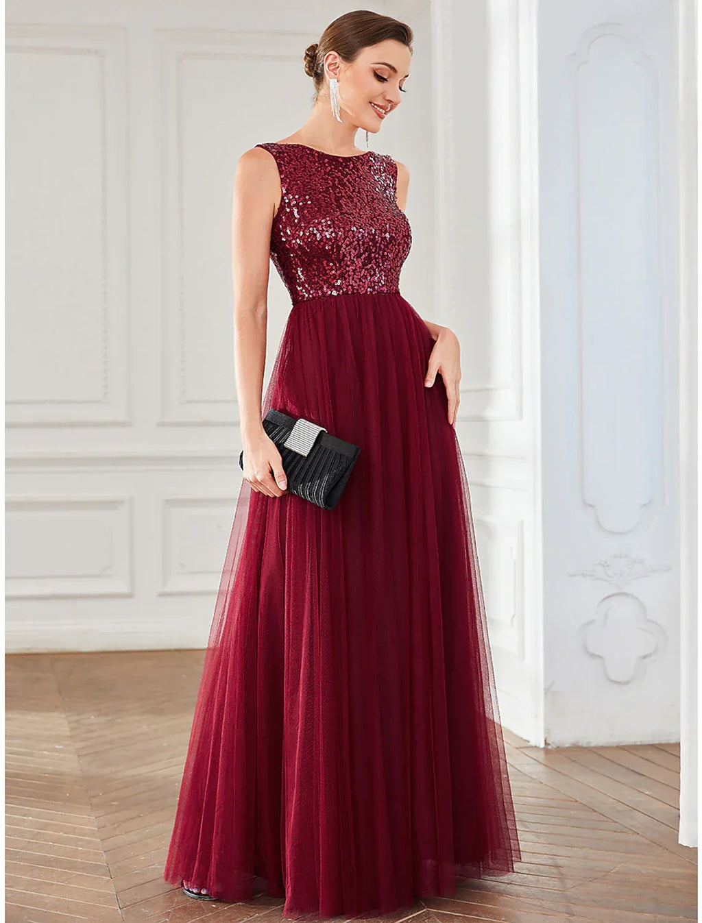 Party Dresses Elegant Dress Wedding Guest Floor Length Sleeveless Jewel Neck