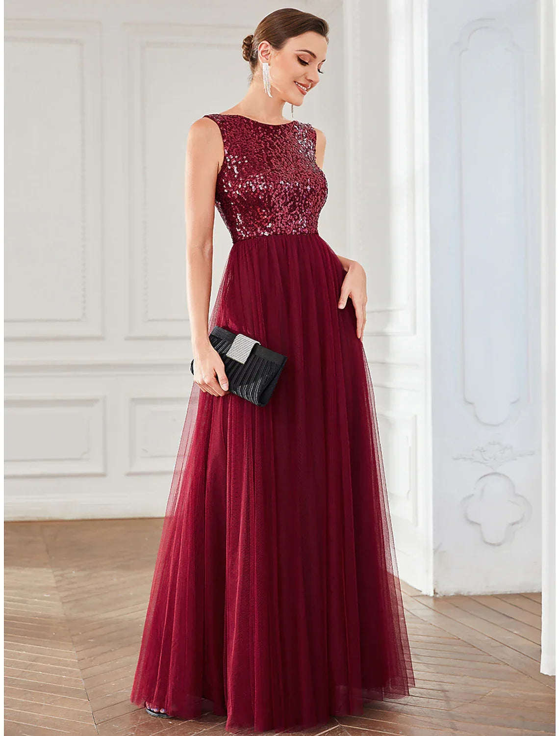 Party Dresses Elegant Dress Wedding Guest Floor Length Sleeveless Jewel Neck