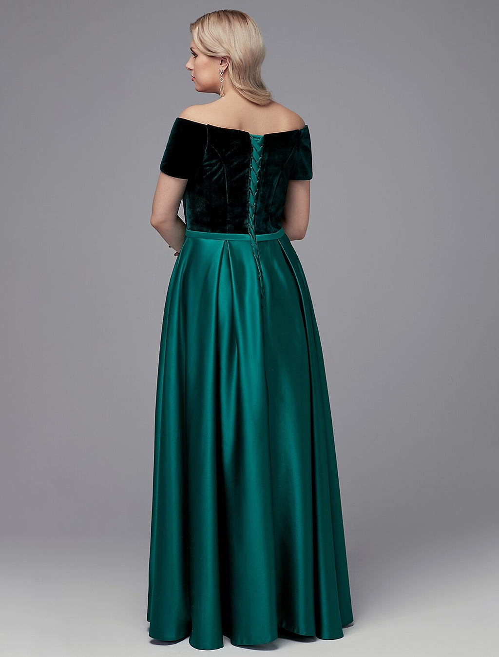 Special Occasion Dresses Elegant Dress Wedding Guest Floor Length Short Sleeve Off Shoulder with Crystals