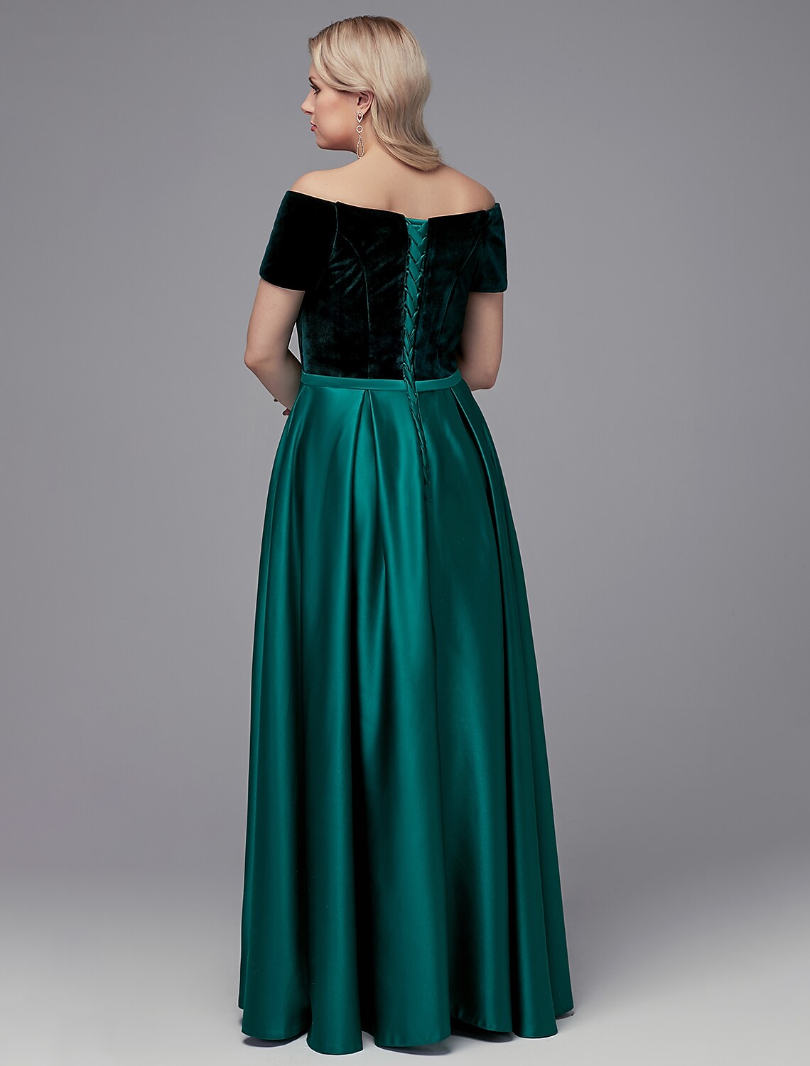 Special Occasion Dresses Elegant Dress Wedding Guest Floor Length Short Sleeve Off Shoulder with Crystals