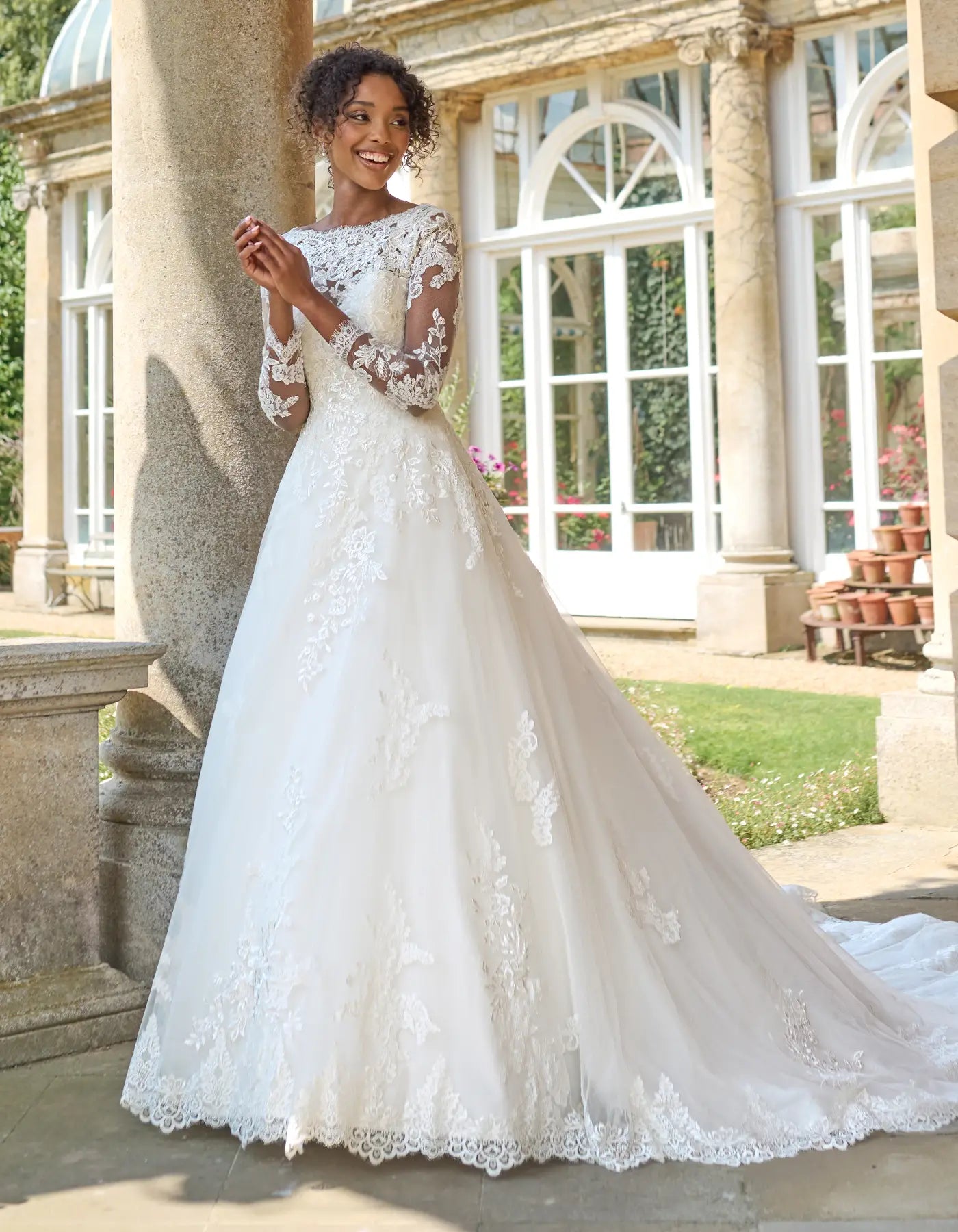 a traditional gown with sleeves