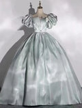 Ball Gown Minimalist Sparkle & Shine Quinceanera Formal Evening Dress Scoop Neck Short Sleeve Floor Length