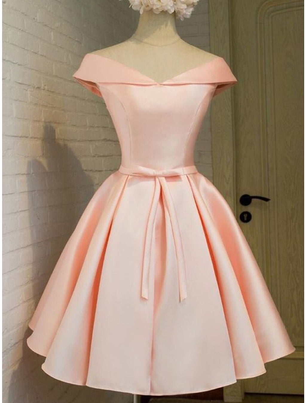 Pink Homecoming Dresses Elegant Dress Holiday Graduation Short / Mini Sleeveless Off Shoulder Dress with Strappy