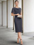 Mother of the Bride Dress Wedding Vintage Elegant Short Sleeve with Pearls Ruching