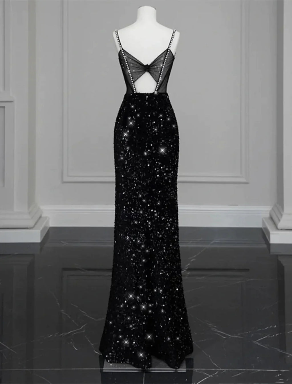 Evening Gown Sexy Dress Formal Floor Length Sleeveless Strap with Bow(s) Crystals
