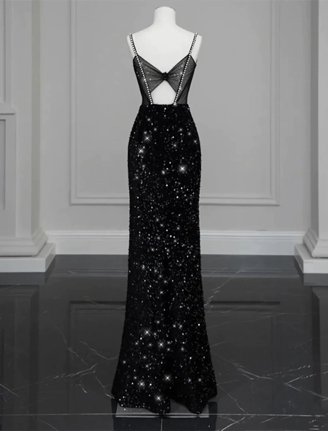 Evening Gown Sexy Dress Formal Floor Length Sleeveless Strap with Bow(s) Crystals