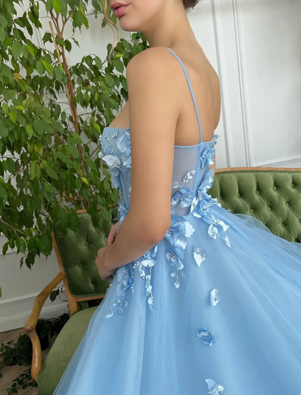 Ball Gown Prom Dresses Celebrity Style Dress Wedding Guest Birthday Floor Length Sleeveless Spaghetti Strap with Slit Appliques