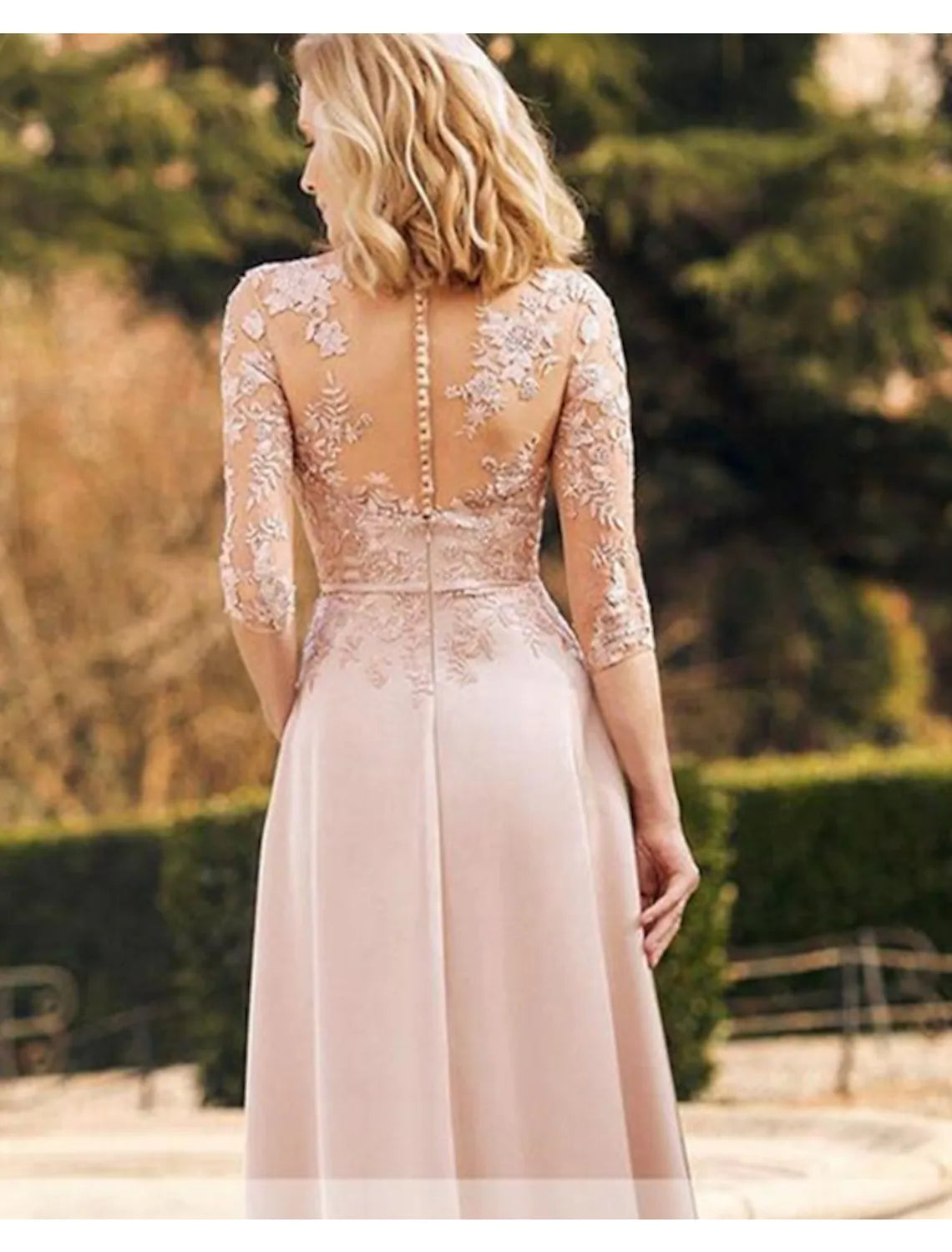 Mother of the Bride Dress Simple Elegant Floor Length Long Sleeve No with Sash Ribbon Appliques