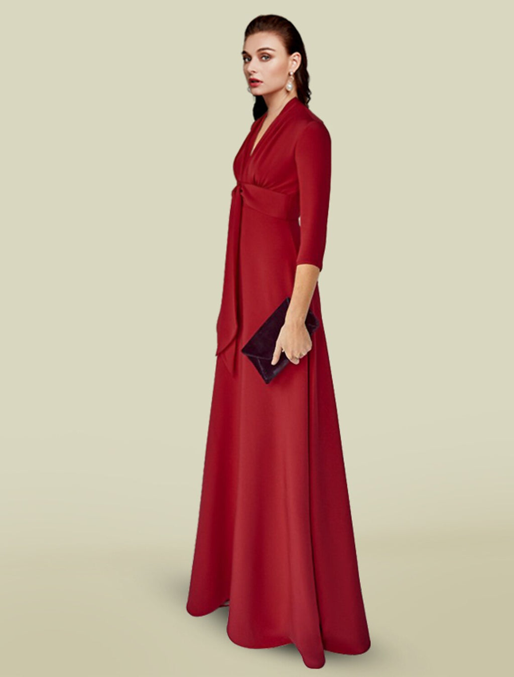 Mother of the Bride Dress Elegant V Neck Floor Length Charmeuse Sleeve with Ruching