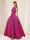 Bridesmaid Dress Sleeveless Elegant Floor Length with Pleats