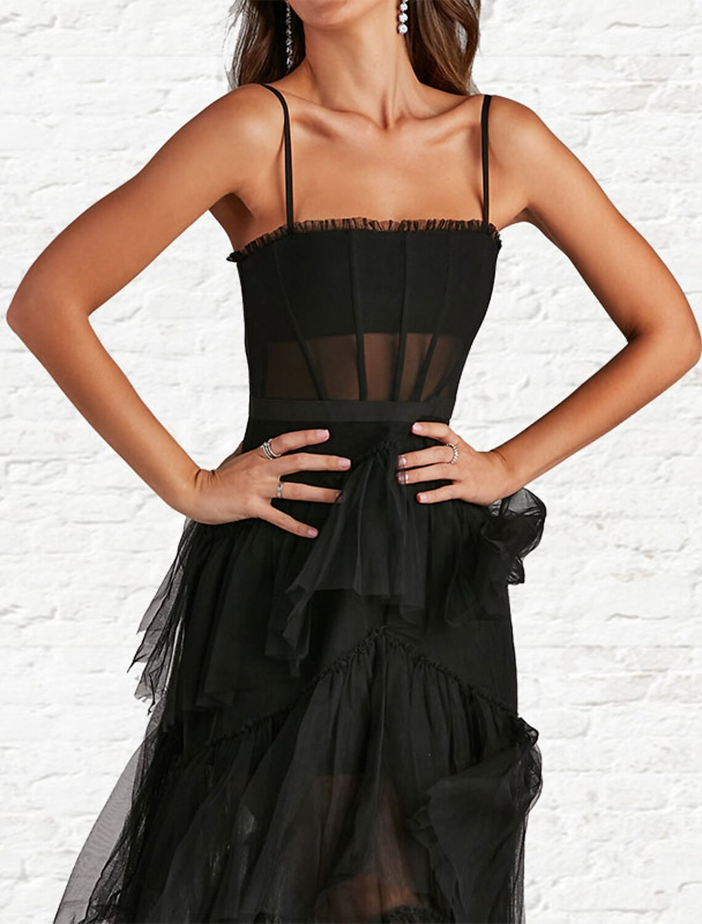 Corsets Dress Party Wear Ankle Length Sleeveless Strapless Ladder Back with Ruffles
