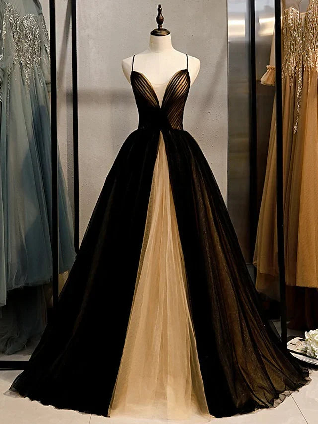 Evening Gown Dress Engagement Sleeveless V Neck Crisscross Back with Pleats