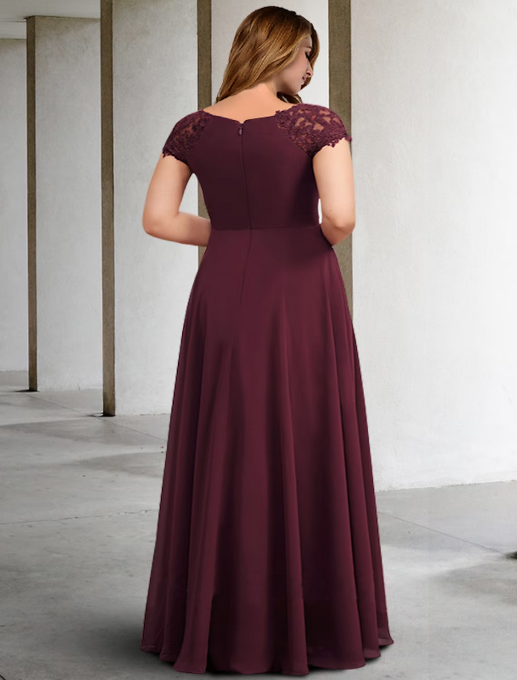 Plus Size Curve Mother of the Bride Dresses Elegant Formal Floor Length Short Sleeve with Pleats Appliques