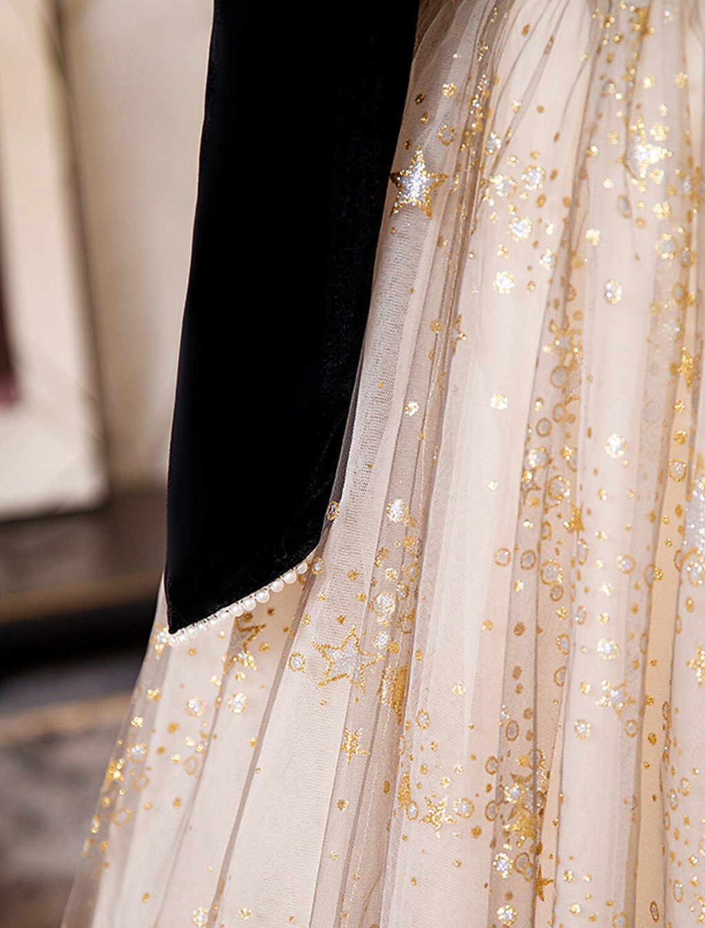 Sparkle Shine Dress Engagement Floor Length Long Sleeve Sweetheart