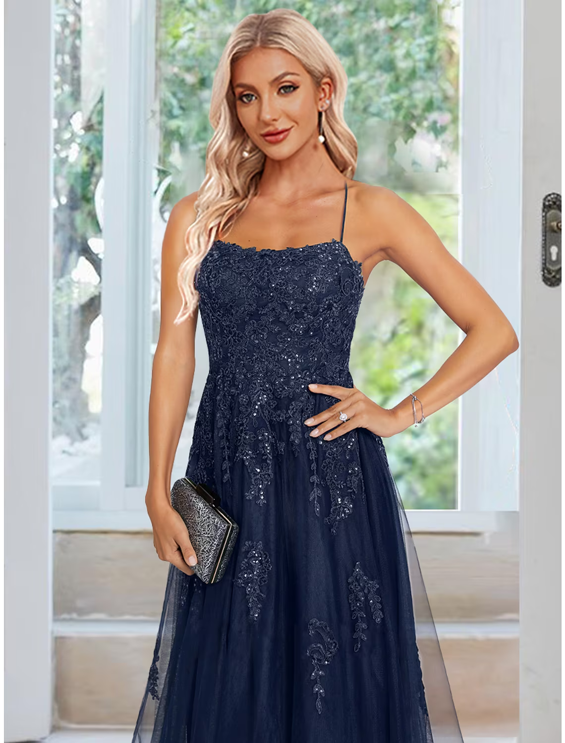 Sheath / Column Evening Gown Floral Dress Formal Floor Length Sleeveless Spaghetti Strap with Appliques