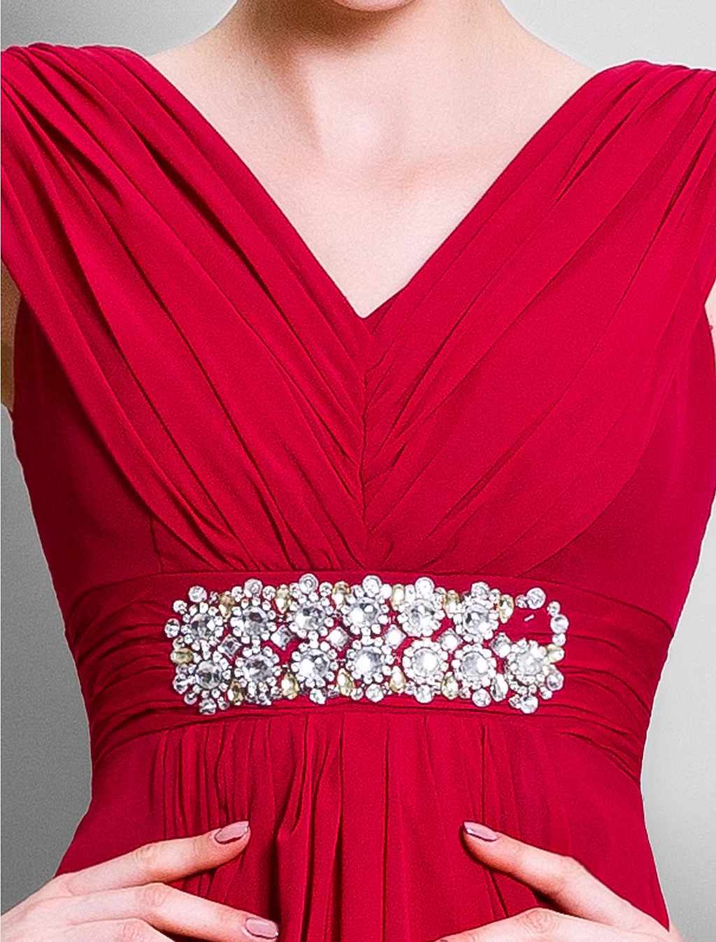Mother of the Bride Dress Open Back V Neck Floor Length Sleeveless with Beading Side Draping