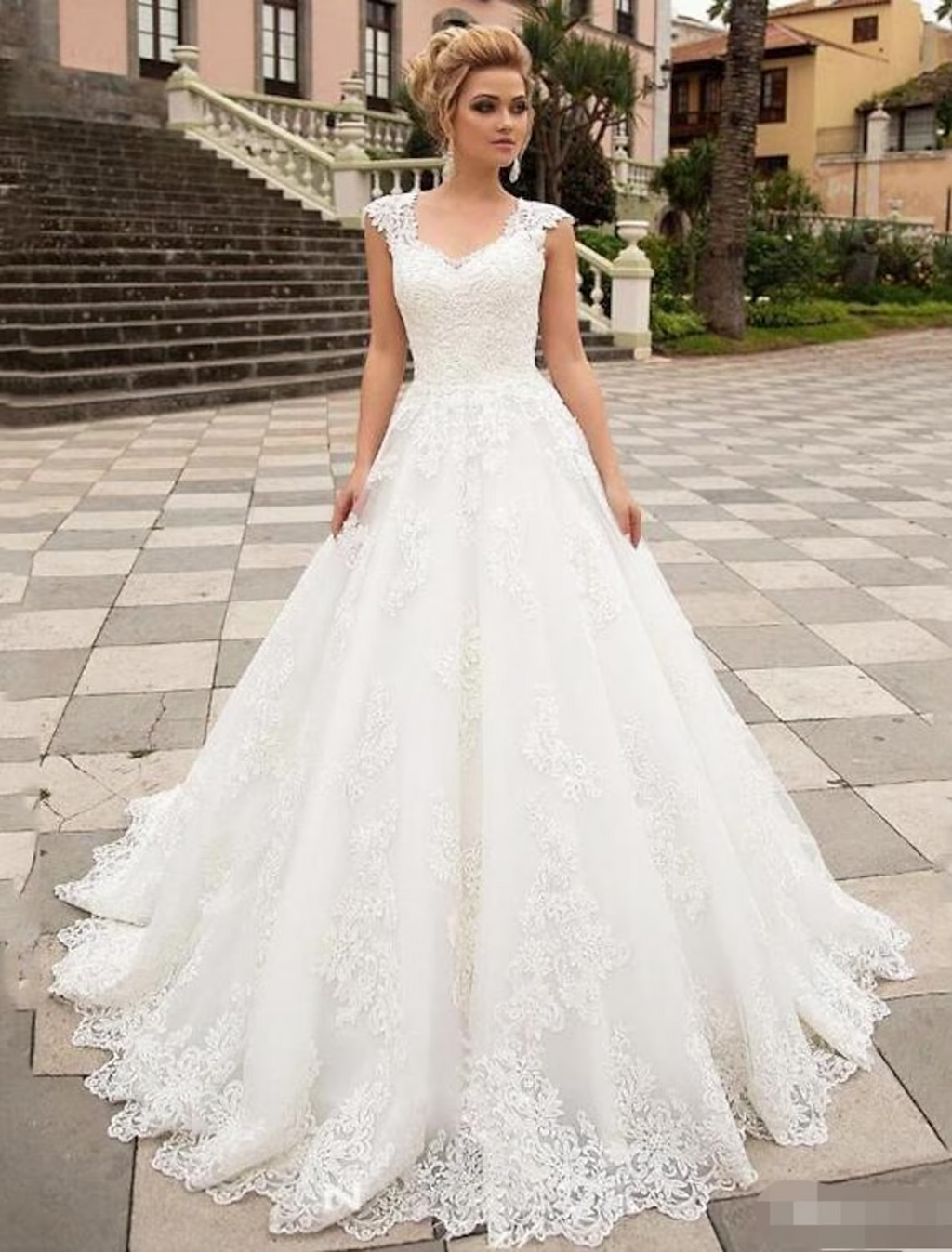 Engagement Open Back Formal Wedding Dresses A-Line Strapless V Neck