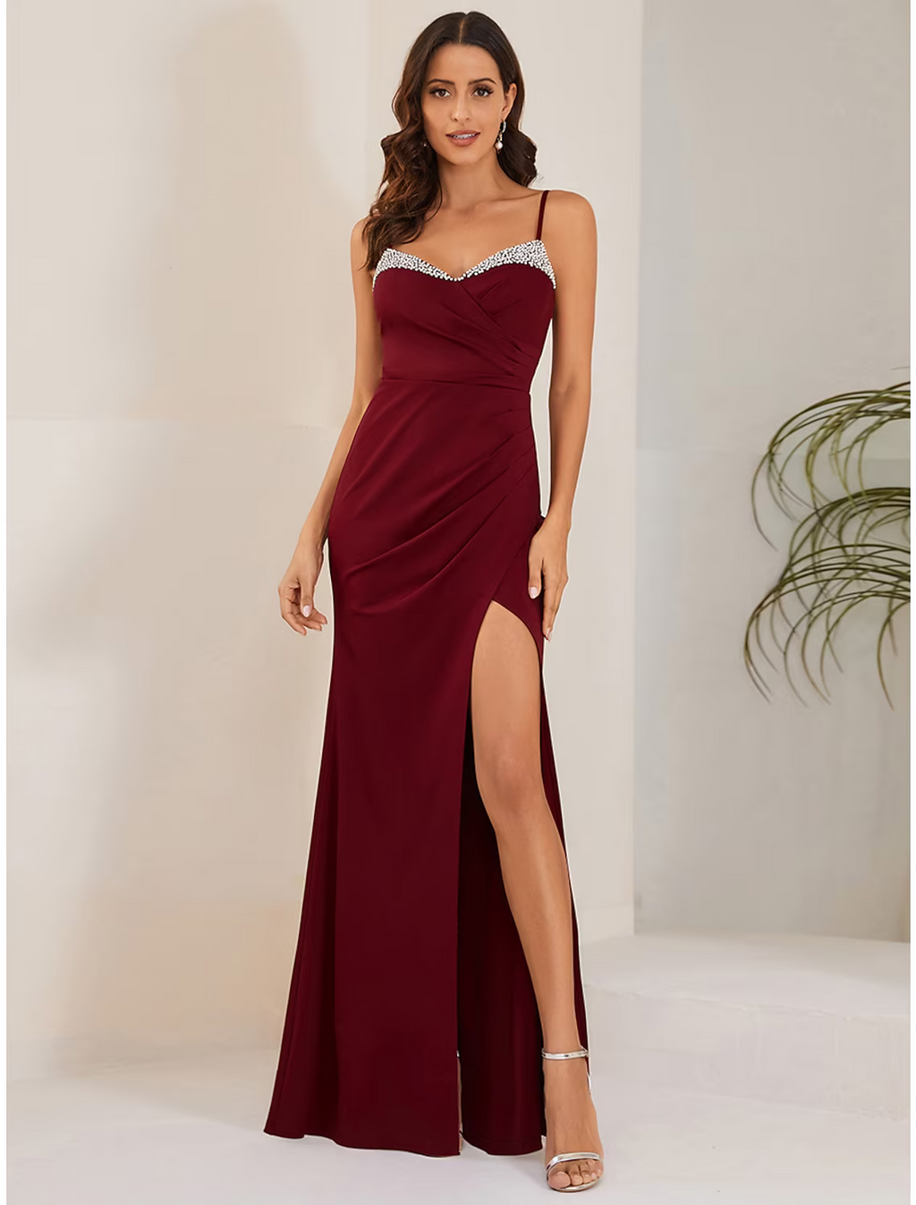 Wedding Guest Dresses Sexy Dress Formal Floor Length Sleeveless Strap Fabric with Slit