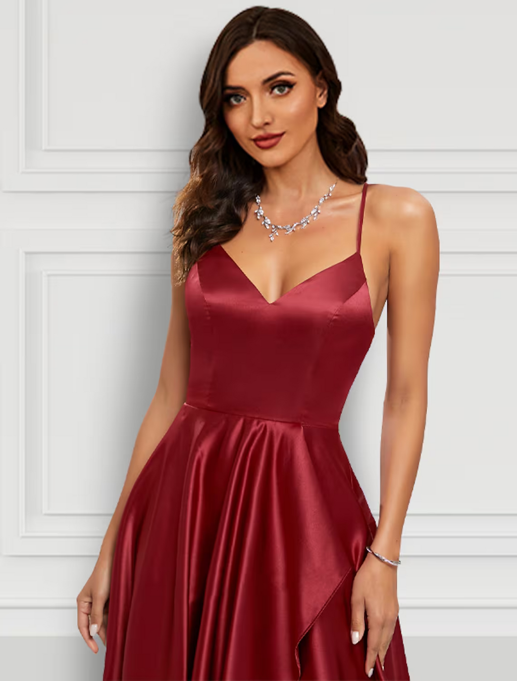 Sexy Dress Formal Asymmetrical Sleeveless Strap Charmeuse with Ruffles Slit