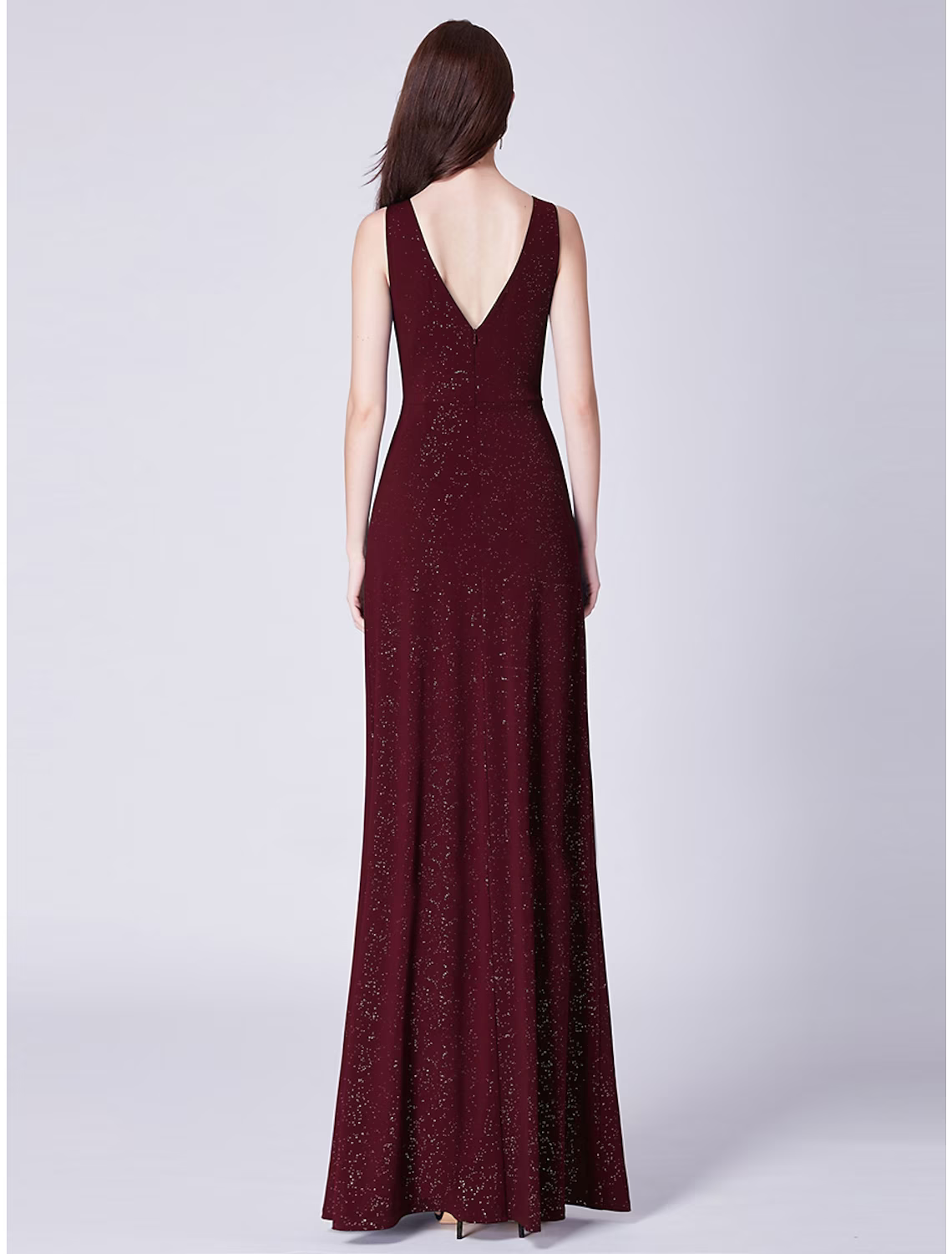 Formal Evening Dress V Neck Sleeveless Floor Length Blend with Draping